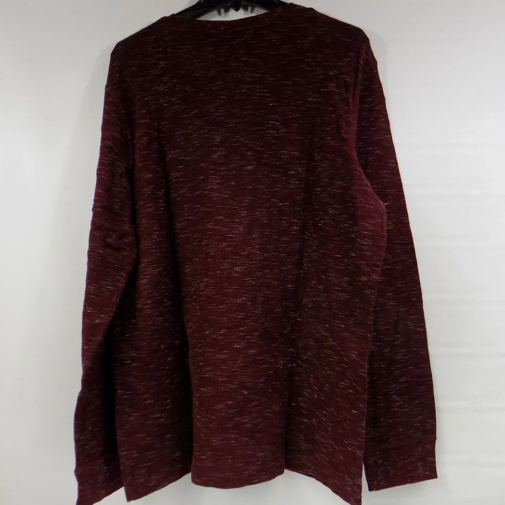 Marc Anthony Burgundy Heathered Long Sleeve Henley Size XXL Slim Fit - Picture 4 of 6